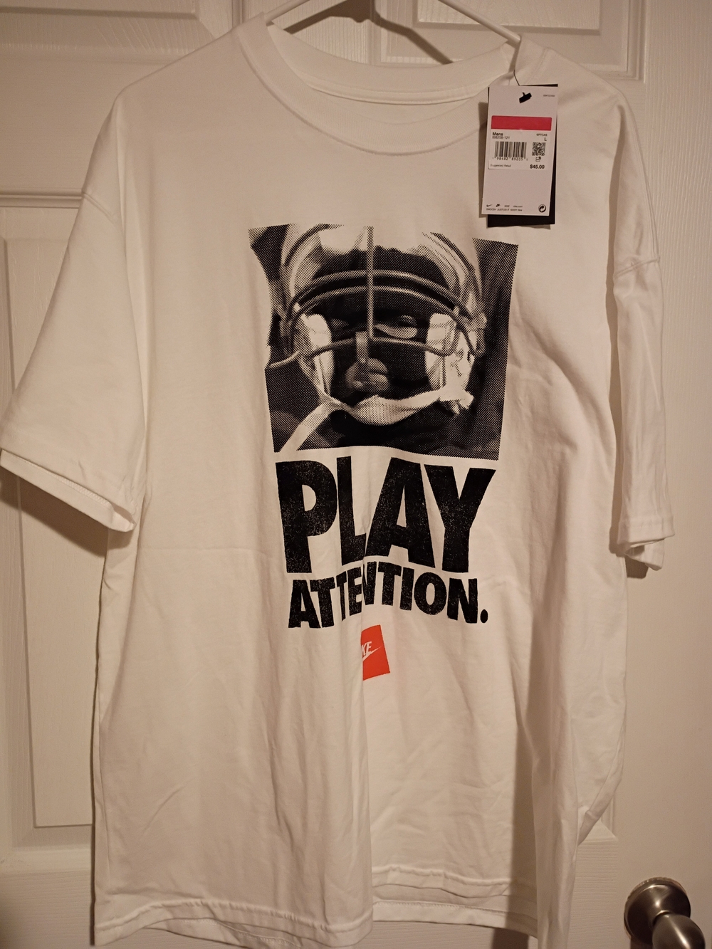 Nike White Short-Sleeve Graphic Tee with Black Print